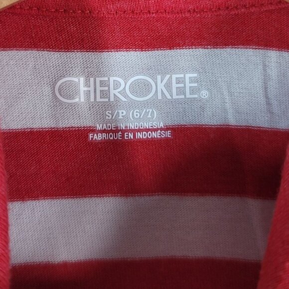 2/$15 Cherokee Boys Polo Shirt Red Striped Size 6 Small Short Sleeve Golf Collar - Picture 7 of 8